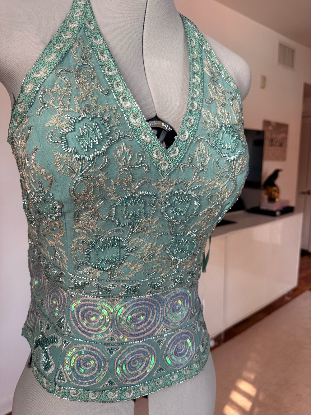 NWT Aftershock London Beaded Silk Mermaidcore Corset Bodice L